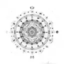 An intricate mandala design, featuring constellations and zodiac signs, representing the balance between fantasy and reality. tattoo design idea