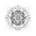 An intricate mandala design, featuring constellations and zodiac signs, representing the balance between fantasy and reality. tattoo design idea