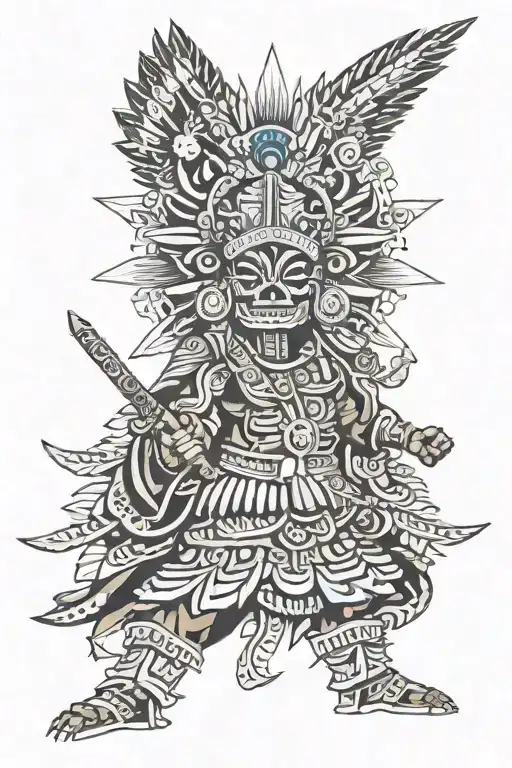 huitzilopochtli in battle of star tattoo design idea