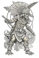 huitzilopochtli in battle of star tattoo design idea