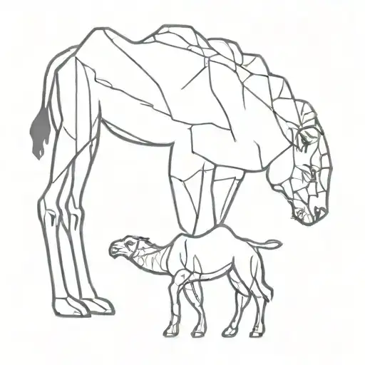 a camel, a lion and a little girl all embedded in each other  tattoo design idea