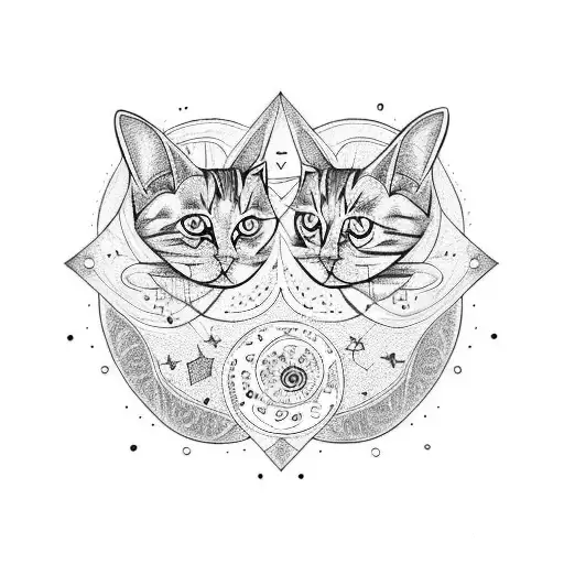 Gemini cat dog constellation tattoo design idea