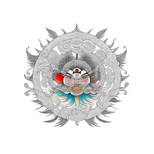 stork in the sun tattoo design idea