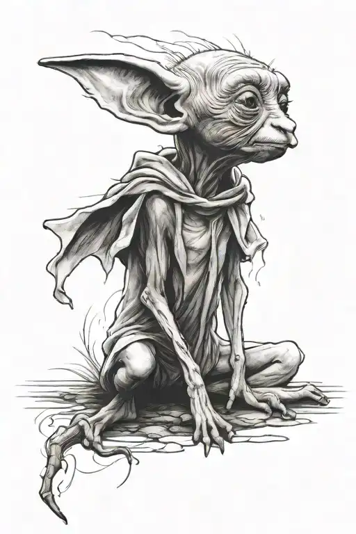 Happy  Dobby the free elf tattoo design idea