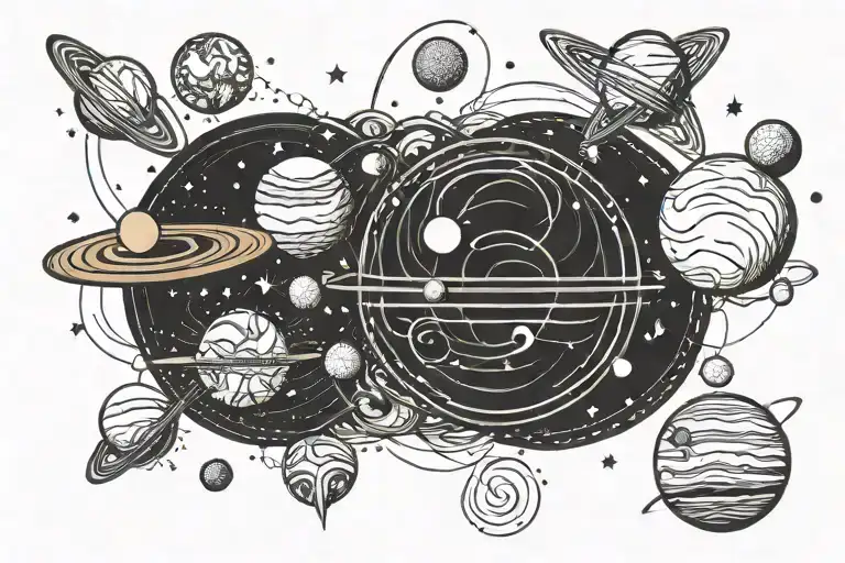 solar system planets tattoo design idea