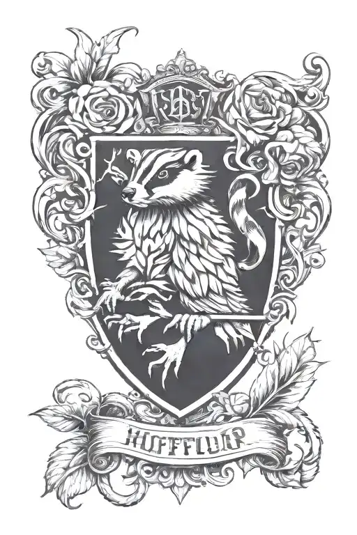 Huffelpuff Badger shoulder sleeve tattoo tattoo design idea