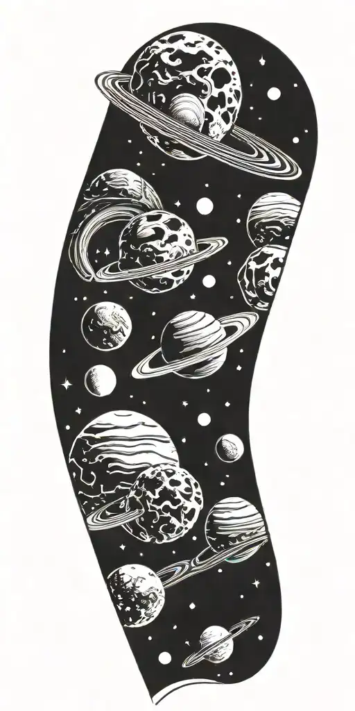 Planets Galaxy Space Stars tattoo design idea