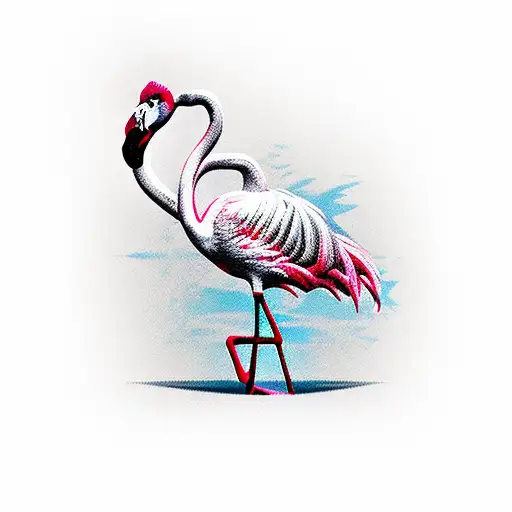 candy riding a flamingo tattoo design idea