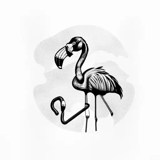 candy riding a flamingo tattoo design idea