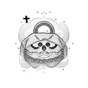 Animated cross and animated money bag smoking a bong tattoo design idea