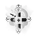 Animated cross and animated money bag smoking a bong tattoo design idea