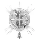 Animated cross and animated money bag smoking a bong tattoo design idea