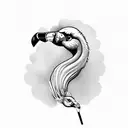 candy riding a flamingo tattoo design idea