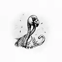 candy riding a flamingo tattoo design idea