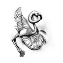 candy riding a flamingo tattoo design idea