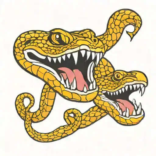 a 2 headed snake open mouth tattoo design idea
