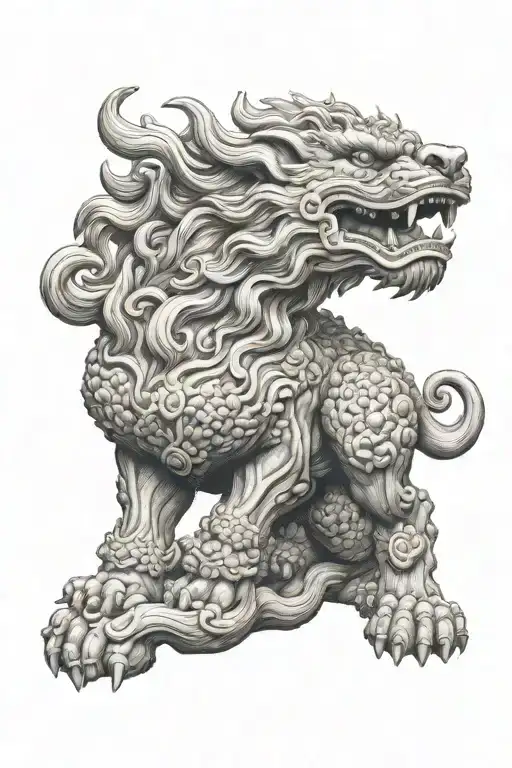 Traditional Japanese Lion (Komainu): Often depicted as guardian statues, these lions are symbolic of protection and stre tattoo design idea