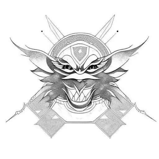 Frightened Tengu tattoo design idea