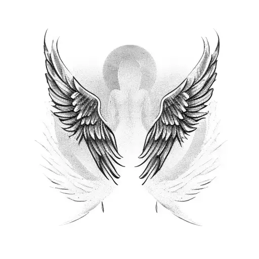angel wings with birthdate tattoo design idea