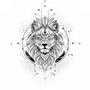 half lion with blue eye half wolf with green eye tatto tattoo design idea