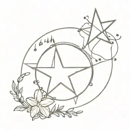 pastoral star circle tattoo design idea