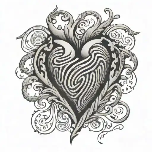 husband's name is Arthur and next to it is a heart made of fingerprints tattoo design idea