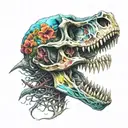 Dinosaur skull tattoo design idea