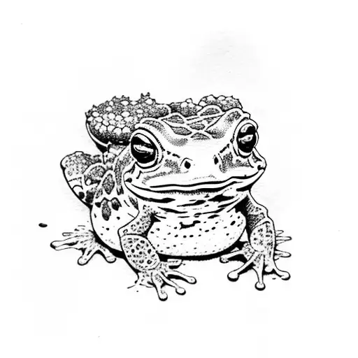 tiny toad tattoo design idea