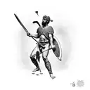 a greek renaissance of david slaying goliath  tattoo design idea
