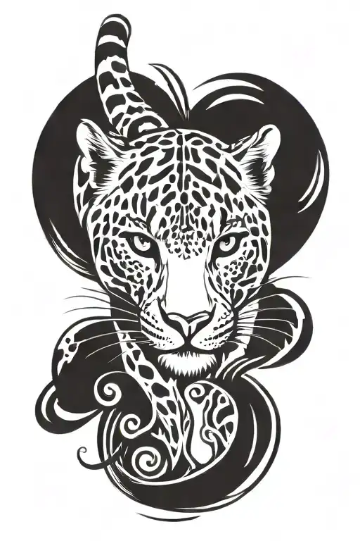 top down view snow leopard tattoo design idea