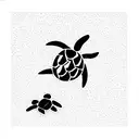 three stars turtle and wave in a line tattoo design idea
