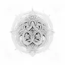 An intricate dotwork design featuring a symphony of various instruments forming a cohesive pattern tattoo design idea