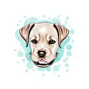 Smiling labrador puppy face with a small cup of chai tattoo design idea