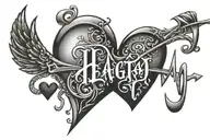 heartbeat line with a heart surrounding it with the initials TG CK JG and SS inside tattoo design idea
