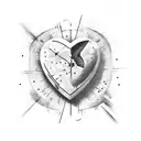 A target with bullet holes forming the shape of a heart, symbolizing the client's passion for competition shooting tattoo design idea
