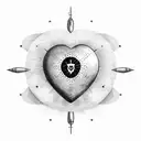 A target with bullet holes forming the shape of a heart, symbolizing the client's passion for competition shooting tattoo design idea