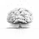 A delicate and detailed sketch of a tree with roots breaking free from chains, representing liberation and leaving the past behind tattoo design idea