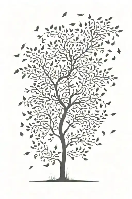tree with falling leaves falling tattoo design idea