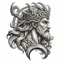Multiple Greek mythology pictures on forearm tattoo, black and white Zeus Poseidon Hades tattoo design idea