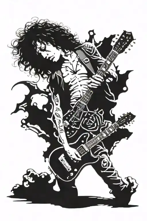 Jimmy Page, Angus Young, Robert Plant, Slash, Ronnie Van Zant, Brian Joshnson, Bon Scott, Glenn Danzig, Carlos Santana, tattoo design idea