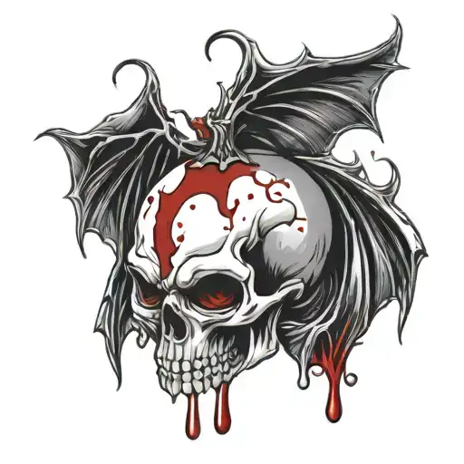 vampire skull dripping blood tattoo design idea