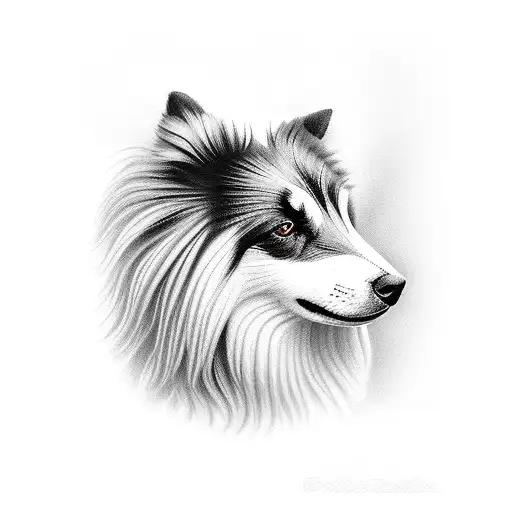 Black Shetland sheepdog tattoo design idea