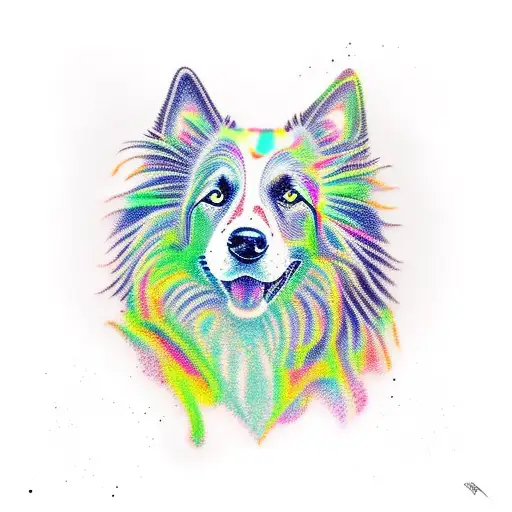 Black border collie tattoo design idea
