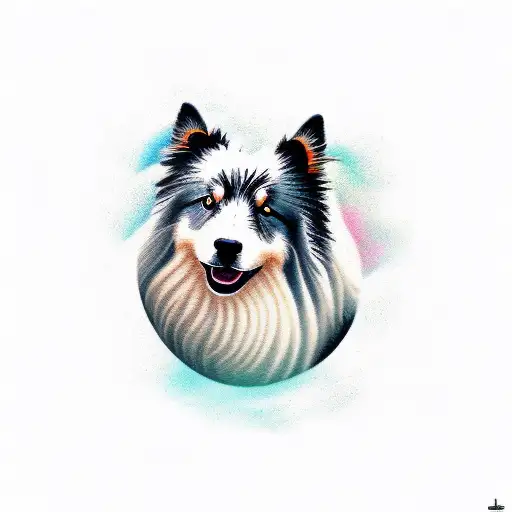 Black Shetland sheepdog tattoo design idea