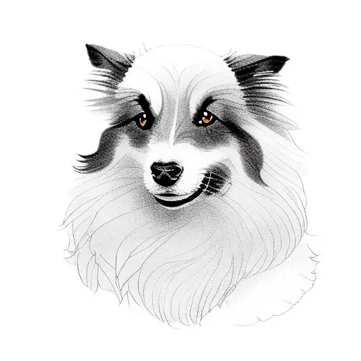 Black Shetland sheepdog with rose background tattoo design idea