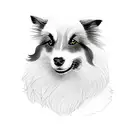 Black Shetland sheepdog with rose background tattoo design idea