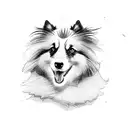 Black Shetland sheepdog with rose background tattoo design idea