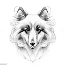 Black Shetland sheepdog with rose background tattoo design idea