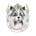 Black Shetland sheepdog with rose background tattoo design idea