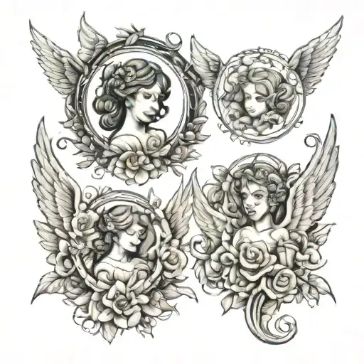 my 3 angels halos small size to fit tattoo design idea